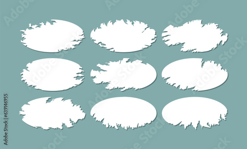 Flat blank paper torn oval border design set