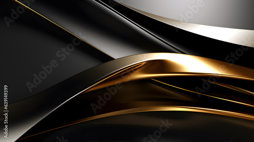 abstract background, metallic gold, and black waves, ai generated