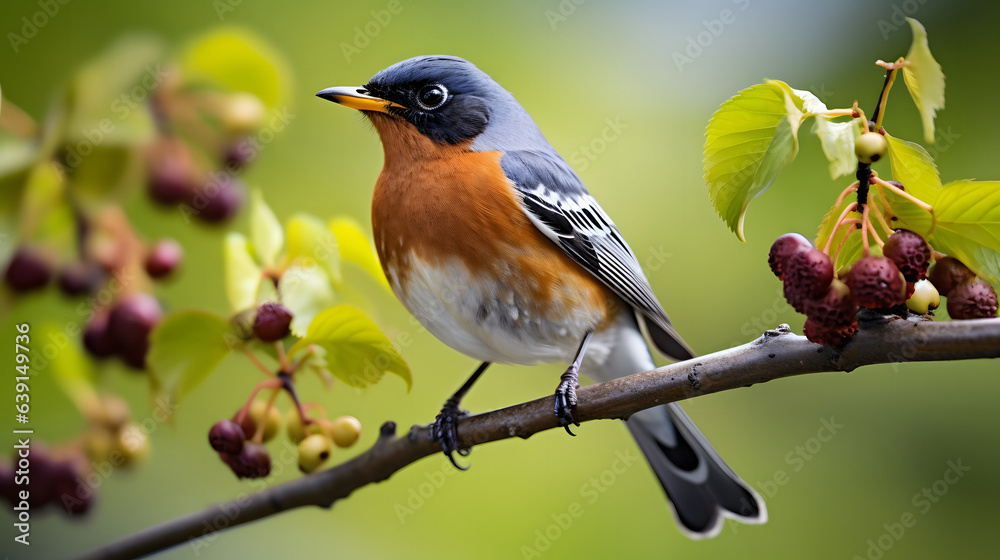 Fototapeta premium black bird with yellow beak