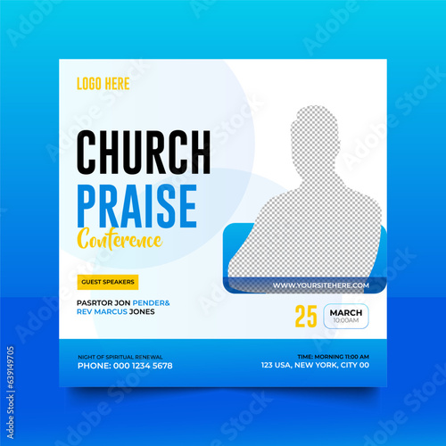 Church conference social media post, web banner, worship flyer, church banner, church flyer, square banner template