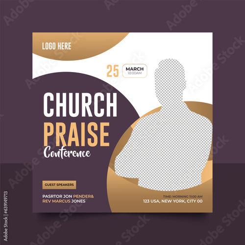 Church conference social media post, web banner, worship flyer, church banner, church flyer, square banner template