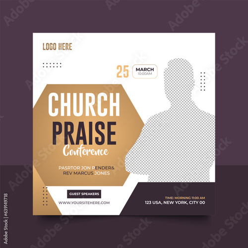 Church conference social media post, web banner, worship flyer, church banner, church flyer, square banner template