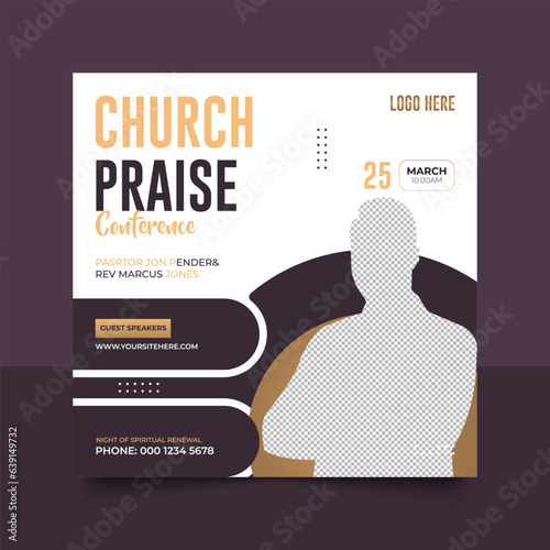 Church conference social media post, web banner, worship flyer, church banner, church flyer, square banner template