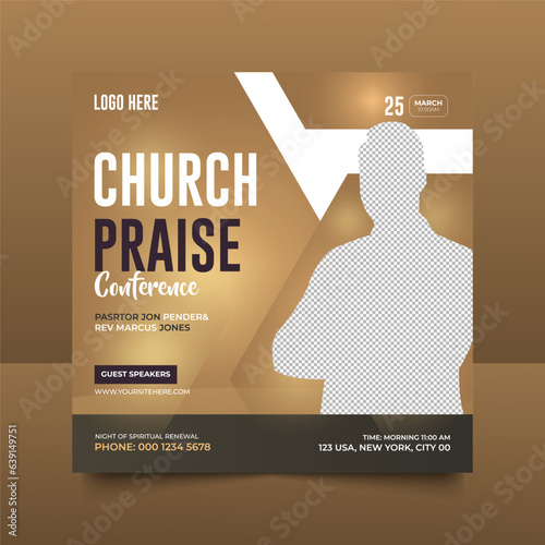 Church conference social media post, web banner, worship flyer, church banner, church flyer, square banner template