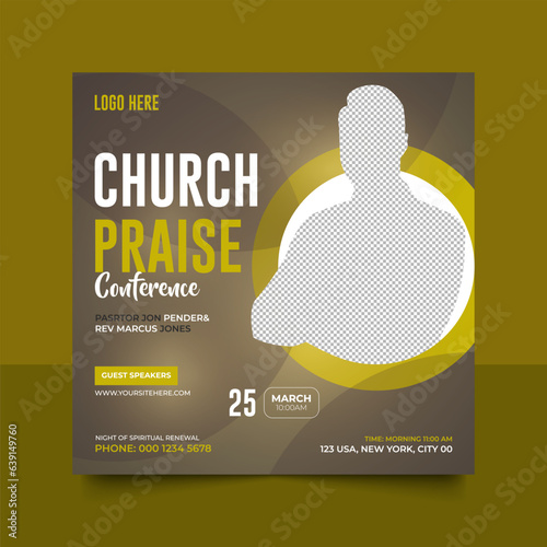 Church conference social media post, web banner, worship flyer, church banner, church flyer, square banner template