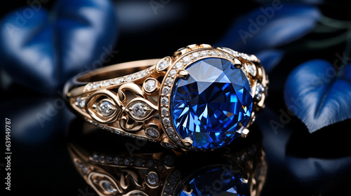 A stunning shot of a deep blue sapphire, renowned for its lustrous brilliance and symbolizing wisdom and royalty 