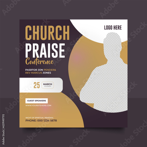 Church conference social media post, web banner, worship flyer, church banner, church flyer, square banner template