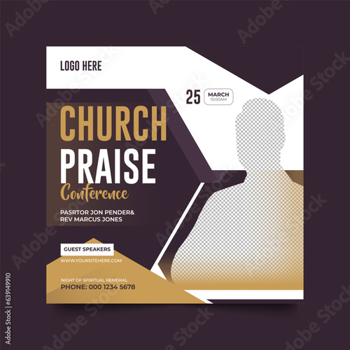 Church conference social media post, web banner, worship flyer, church banner, church flyer, square banner template