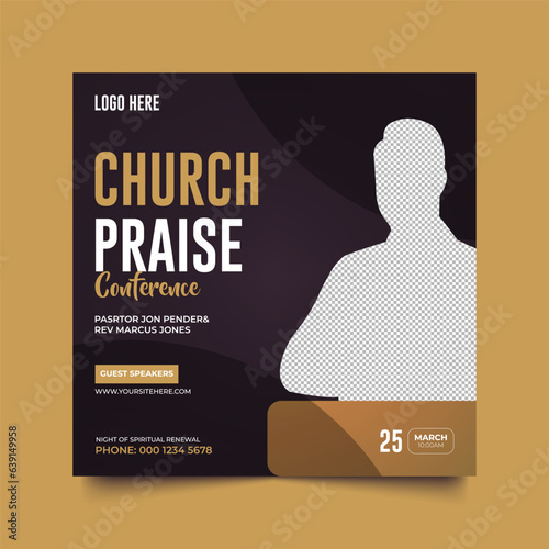 Church conference social media post, web banner, worship flyer, church banner, church flyer, square banner template