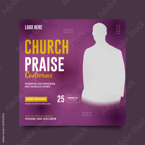 Church conference social media post, web banner, worship flyer, church banner, church flyer, square banner template