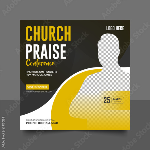 Church conference social media post, web banner, worship flyer, church banner, church flyer, square banner template