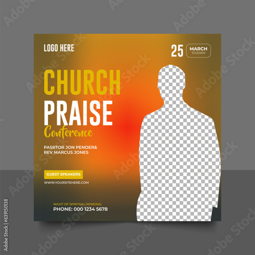 Church conference social media post, web banner, worship flyer, church banner, church flyer, square banner template