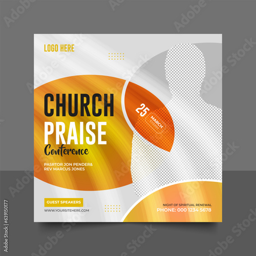 Church conference social media post, web banner, worship flyer, church banner, church flyer, square banner template