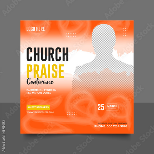 Church conference social media post, web banner, worship flyer, church banner, church flyer, square banner template