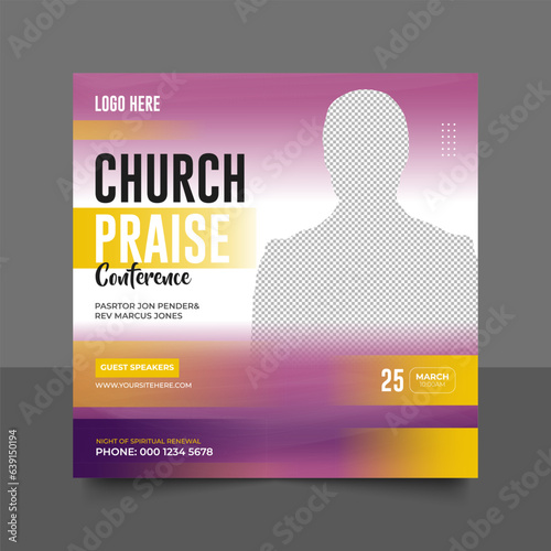 Church conference social media post, web banner, worship flyer, church banner, church flyer, square banner template