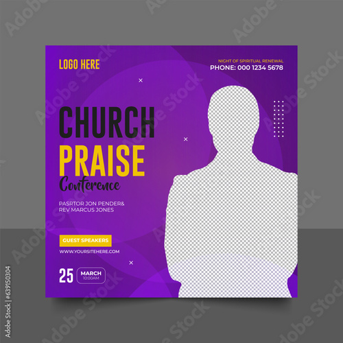 Church conference social media post, web banner, worship flyer, church banner, church flyer, square banner template