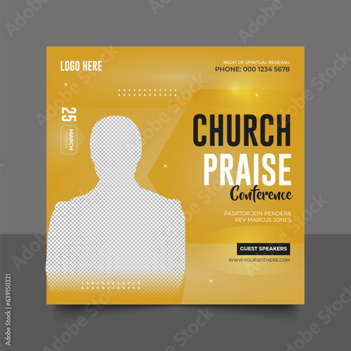 Church conference social media post, web banner, worship flyer, church banner, church flyer, square banner template