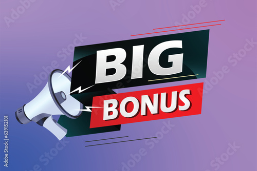 Big bonus word concept vector illustration with megaphone and 3d style, landing page, template, ui, web, mobile app, poster, banner, flyer, background, gift card, coupon, label, wallpaper	