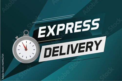 Express delivery word concept vector illustration with stopwatch style for use landing page, template, ui, web, mobile app, poster, banner, flyer, background, gift card, coupon, label	 photo