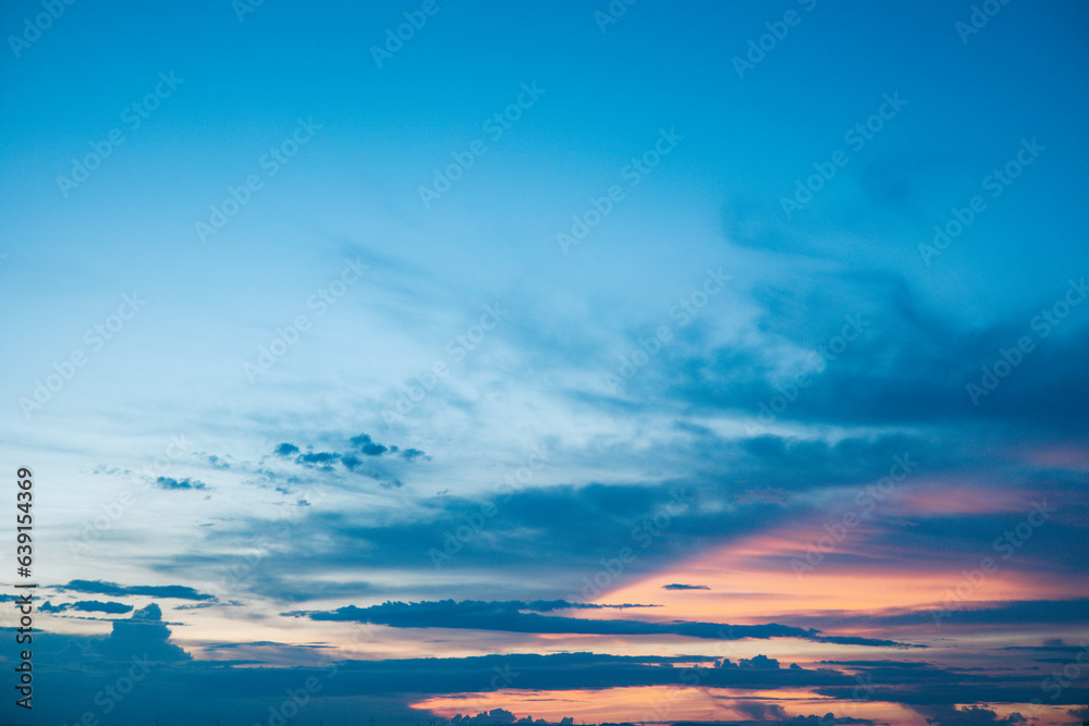 sunset sky background concept view above the horizon Evening sunset sky and morning sunrise. Country house. Empty beautiful sky. Landscape.