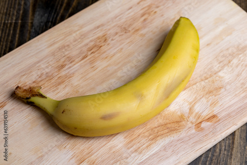 Ripe yellow bananas on the table