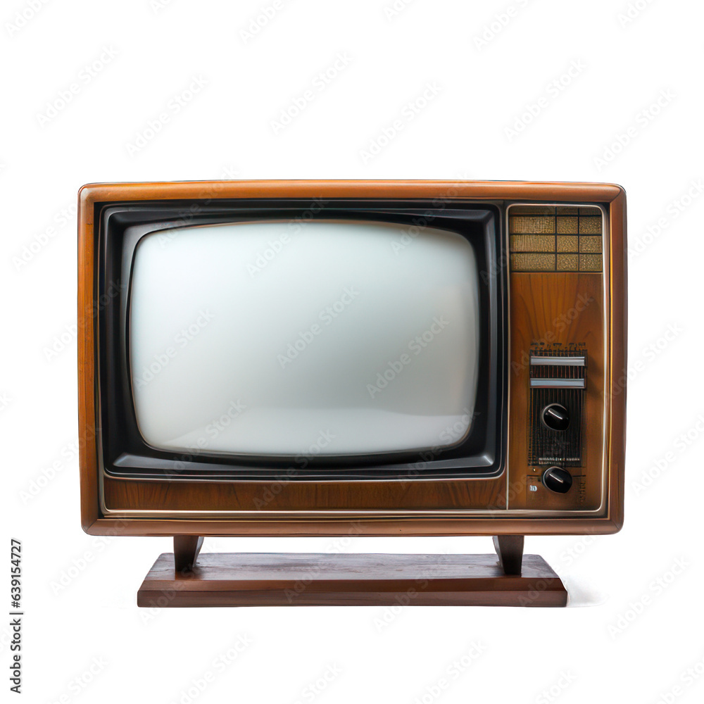 Old retro tv isolated on white created with Generative AI