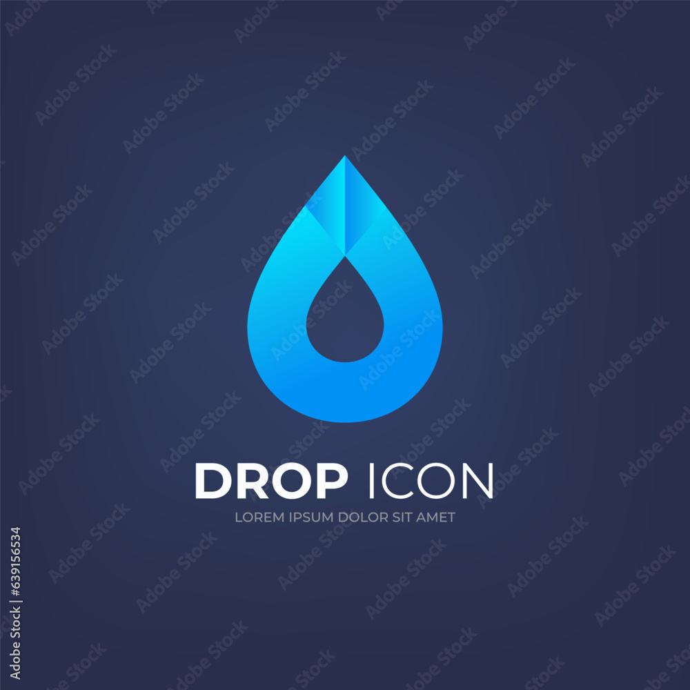 Water drop icon. Aqua logo blue droplet Water drop icon. Aqua logo blue droplet