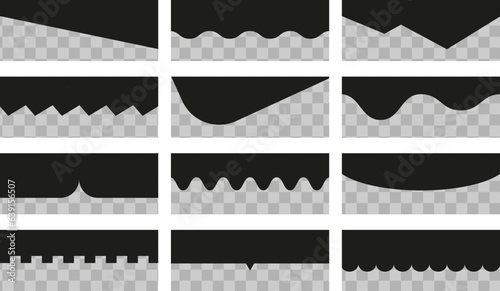 Dividers shapes vector set. Abstract design elements collection for top and bottom on website, app, banners and posters