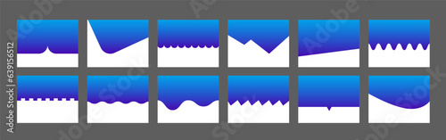 Colorful divider shapes collection for website. Header set with curve lines