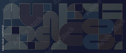 Luxury geometric gold line art and art deco background vector. Abstract geometric frame and elegant art nouveau with delicate. Illustration design for invitation, banner, vip, interior, decoration.
