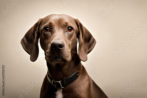 Cute playful doggy or pet is playing and looking happy isolated on transparent background. Brown weimaraner young dog is posing. Cute, happy crazy dog headshot smiling on transparent, png © Muhammad