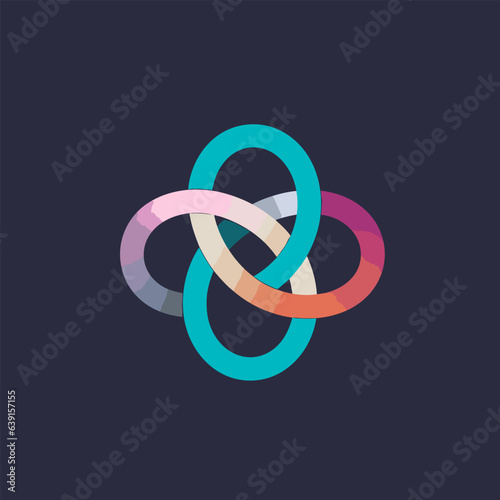 Team collaboration filled gradient logo. Human resource management. Linked rings. Design element. Created with artificial intelligence. Ai art for corporate branding, crm system, consulting service