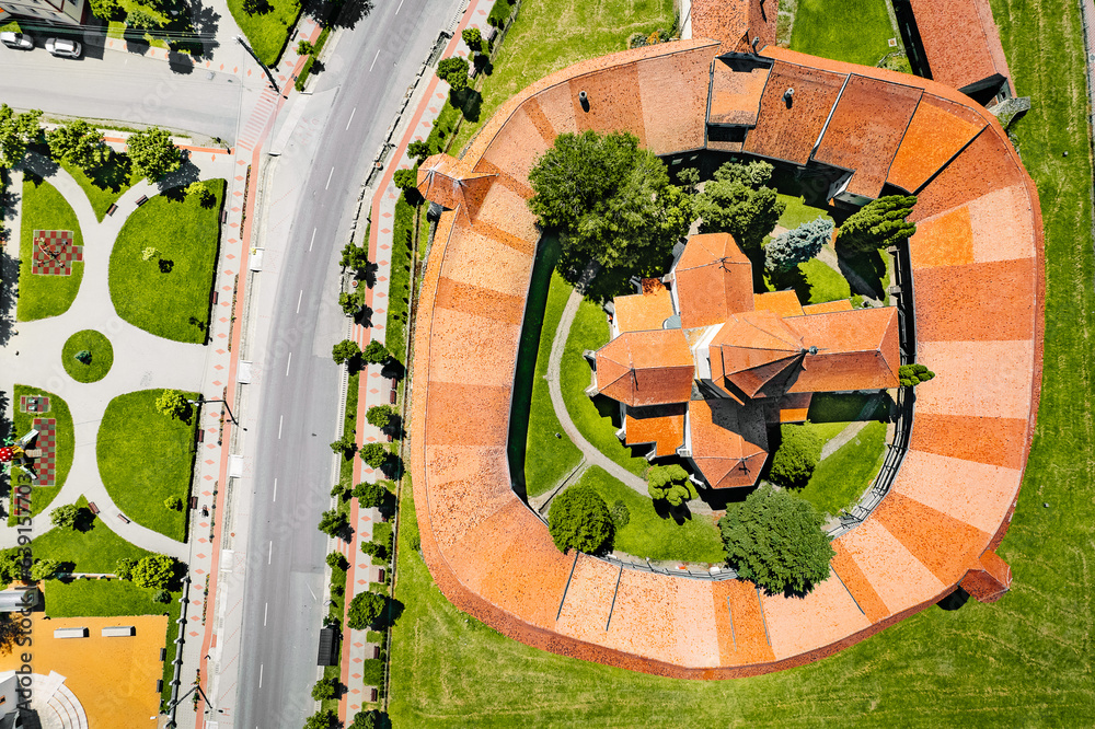 Aerial view of Romanian castle