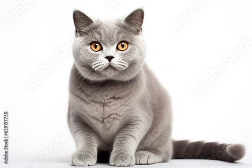 A British Shorthair Cat isolated on white plain background