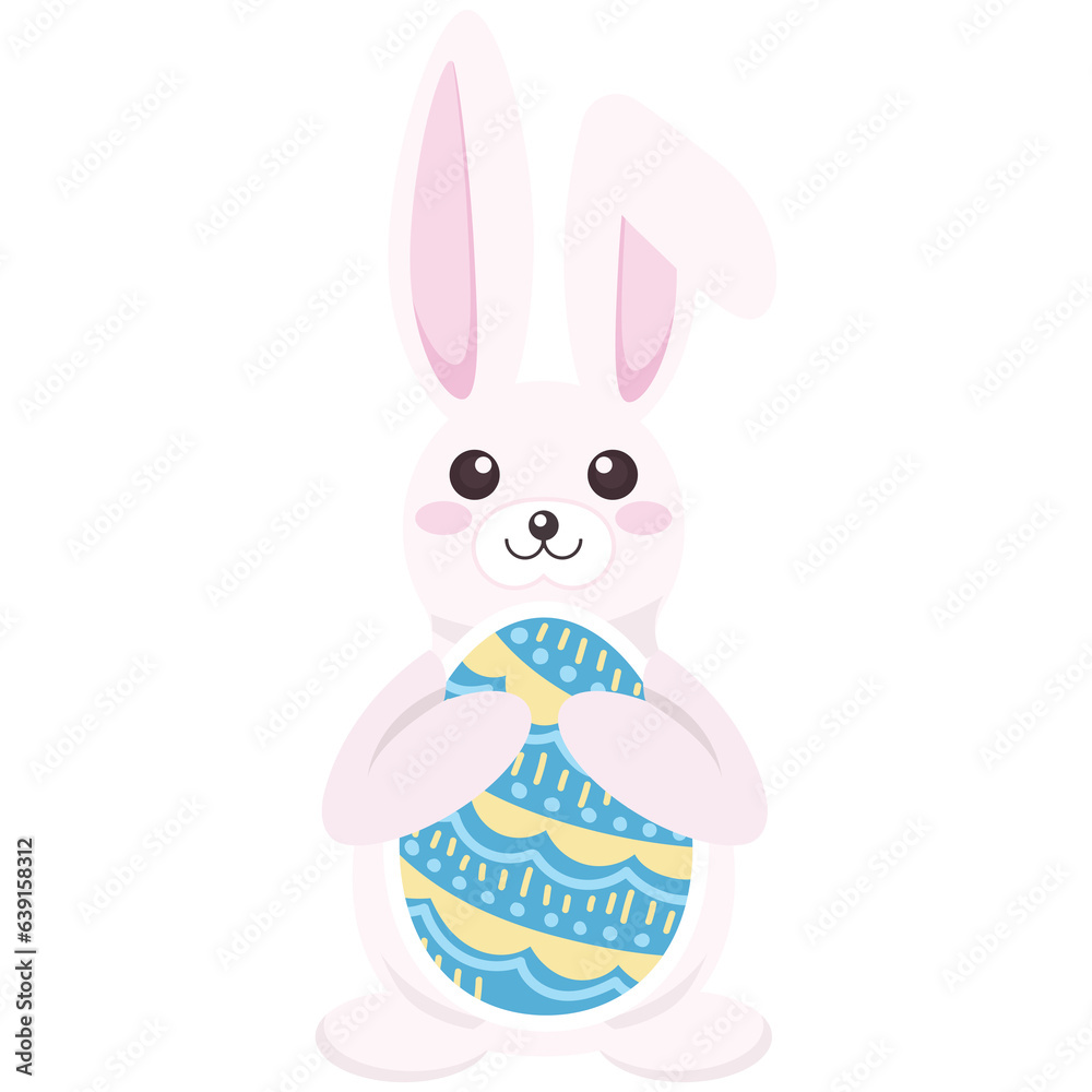 isolate cute easter bunny with egg