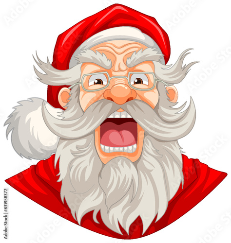 Angry Old Man Santa Claus with Beard and Mustache