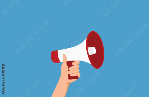 Hand Holding Speaker.  Megaphone  illustration