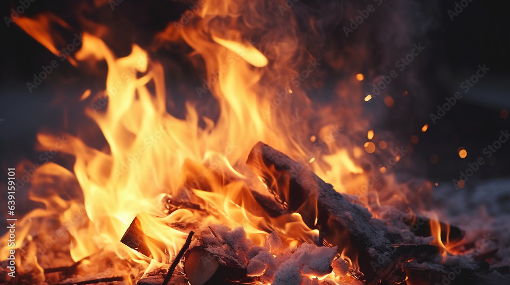 Close up portrait of a bonfire at night Close up portrait of a bonfire at night