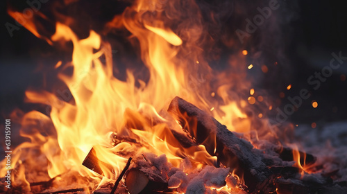 Close up portrait of a bonfire at night
