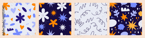 Abstract shapes seamless patterns
