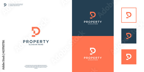 Creative building real estate logo, Abstract letter P logo design