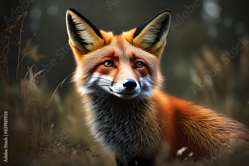 An baffling fox captured with mesmerizing detail. Creative resource, AI Generated