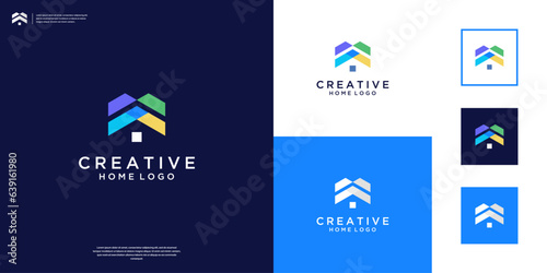 Colorful home roof logo design template