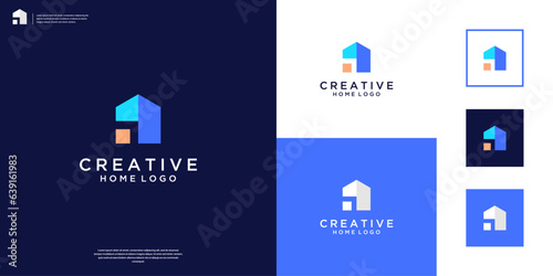 Colorful home real estate logo. construction architecture building logo design