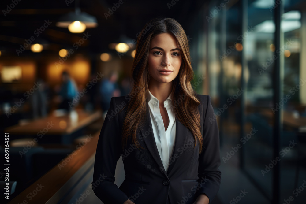Young business woman standing at her office Young business woman standing at her office