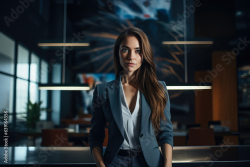 Young business woman standing at her office