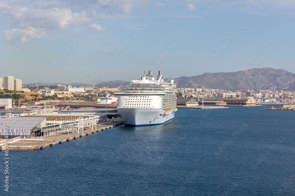 Cruise ship moored in the port of Marseille, France