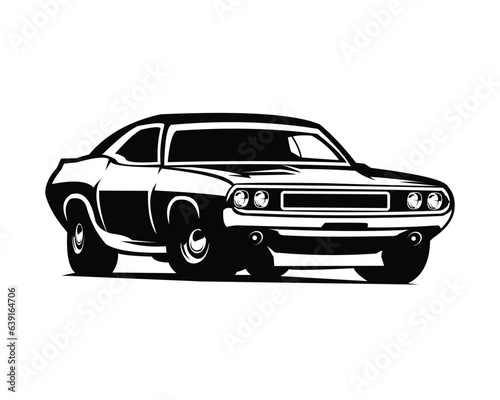 Old dodge super bee car. front view with style  legend car vector design. isolated white background view from side. best for logos  badges  emblems