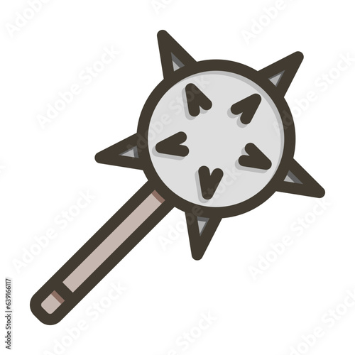 Mace Vector Thick Line Filled Colors Icon Design Vector Thick Line Filled Colors Icon Design