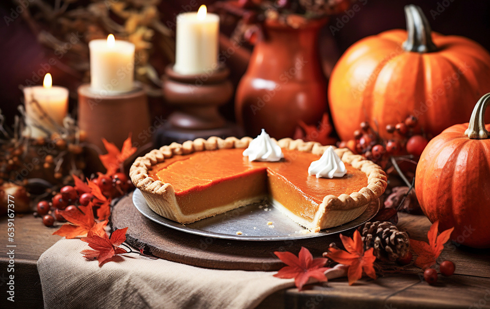 Fall traditional pies pumpkin. 